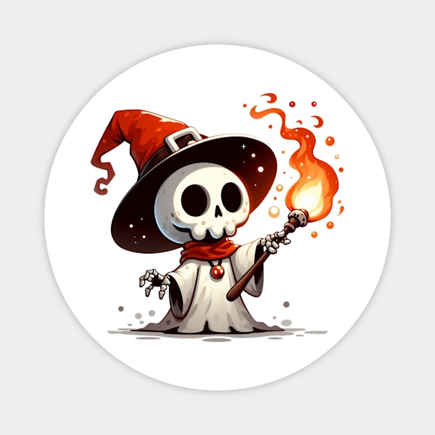 Cute Skeleton Mage Magnet by Dmytro